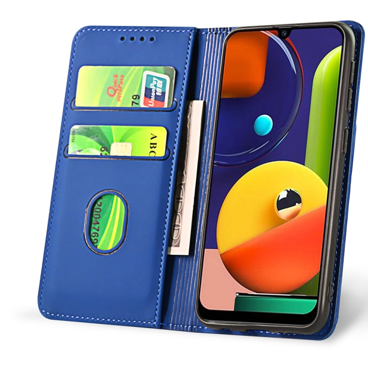 For Samsung Galaxy A50s Strong Magnetism Liquid Feel Horizontal Flip Leather Case with Holder & Card Slots & Wallet