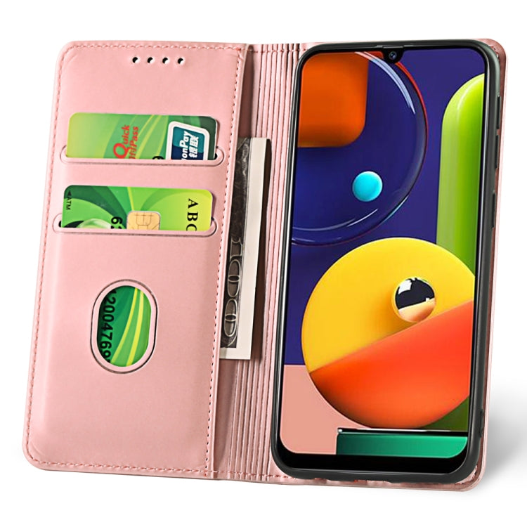 For Samsung Galaxy A50s Strong Magnetism Liquid Feel Horizontal Flip Leather Case with Holder & Card Slots & Wallet