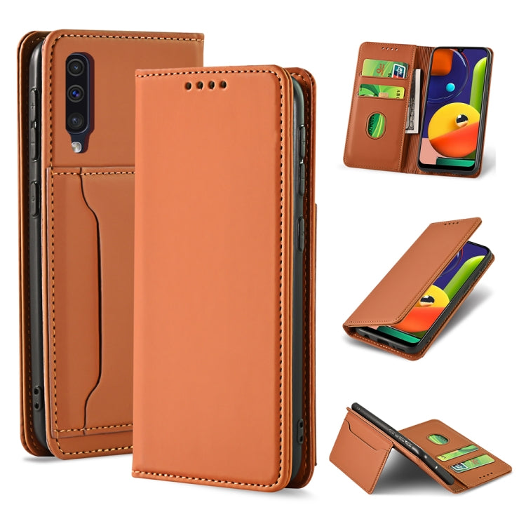 For Samsung Galaxy A50s Strong Magnetism Liquid Feel Horizontal Flip Leather Case with Holder & Card Slots & Wallet