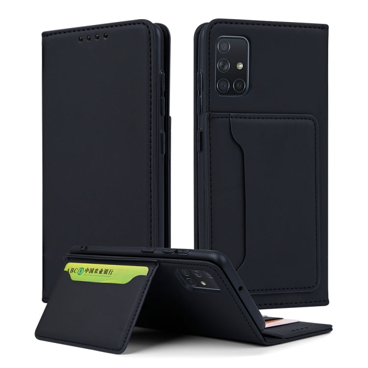 For Samsung Galaxy A51 Strong Magnetism Liquid Feel Horizontal Flip Leather Case with Holder & Card Slots & Wallet