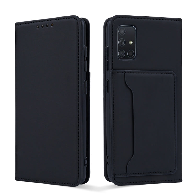 For Samsung Galaxy A51 Strong Magnetism Liquid Feel Horizontal Flip Leather Case with Holder & Card Slots & Wallet