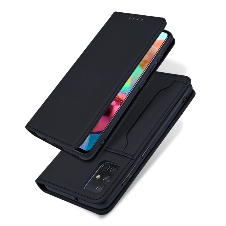 For Samsung Galaxy A51 Strong Magnetism Liquid Feel Horizontal Flip Leather Case with Holder & Card Slots & Wallet