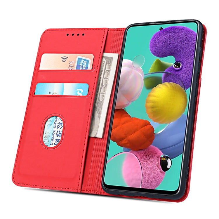 For Samsung Galaxy A51 Strong Magnetism Liquid Feel Horizontal Flip Leather Case with Holder & Card Slots & Wallet