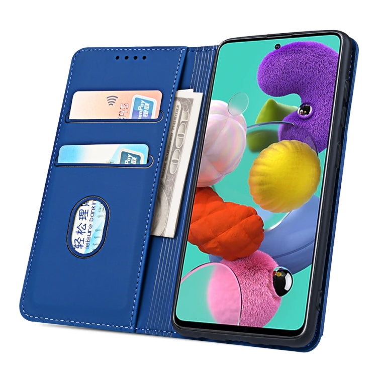For Samsung Galaxy A51 Strong Magnetism Liquid Feel Horizontal Flip Leather Case with Holder & Card Slots & Wallet