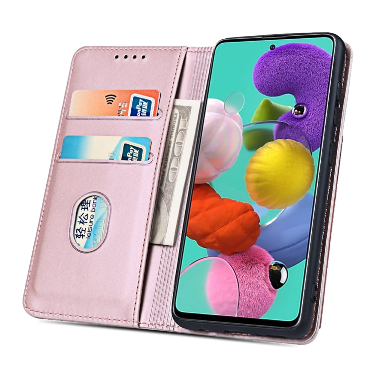 For Samsung Galaxy A51 Strong Magnetism Liquid Feel Horizontal Flip Leather Case with Holder & Card Slots & Wallet