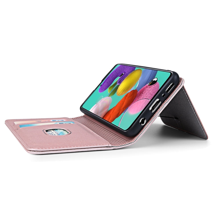 For Samsung Galaxy A51 Strong Magnetism Liquid Feel Horizontal Flip Leather Case with Holder & Card Slots & Wallet