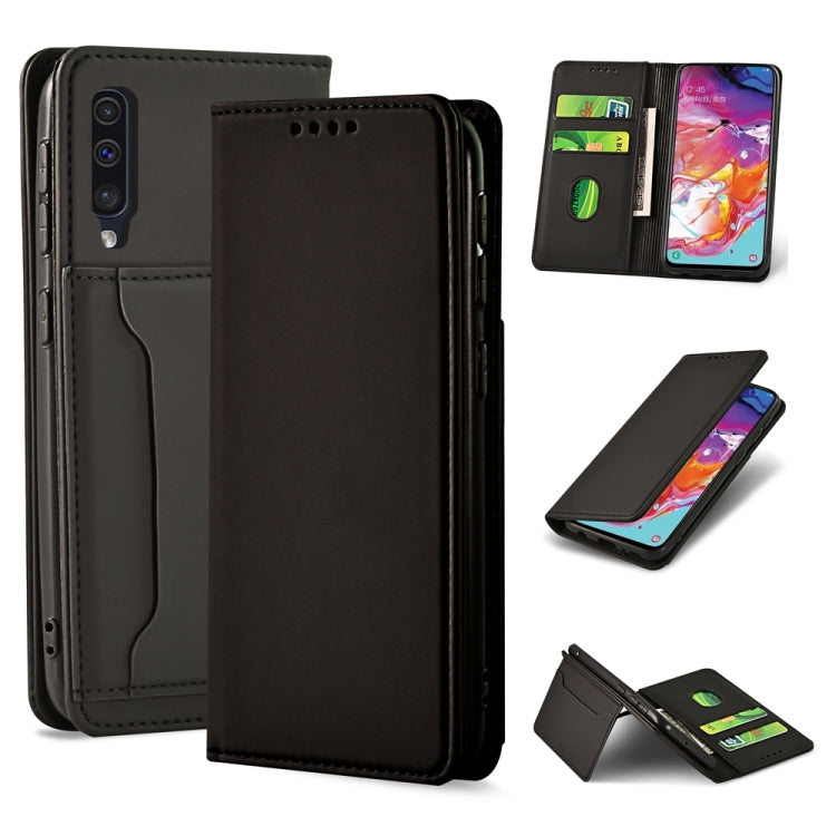 For Samsung Galaxy A70 Strong Magnetism Liquid Feel Horizontal Flip Leather Case with Holder & Card Slots & Wallet