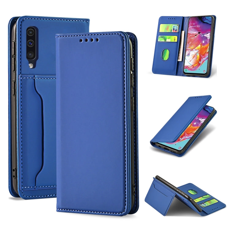 For Samsung Galaxy A70 Strong Magnetism Liquid Feel Horizontal Flip Leather Case with Holder & Card Slots & Wallet