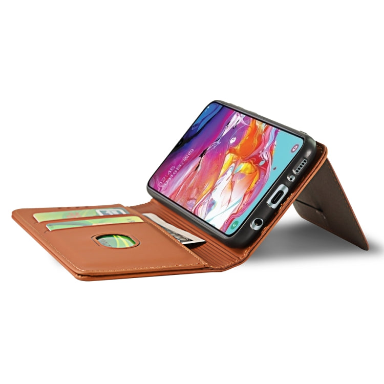 For Samsung Galaxy A70 Strong Magnetism Liquid Feel Horizontal Flip Leather Case with Holder & Card Slots & Wallet