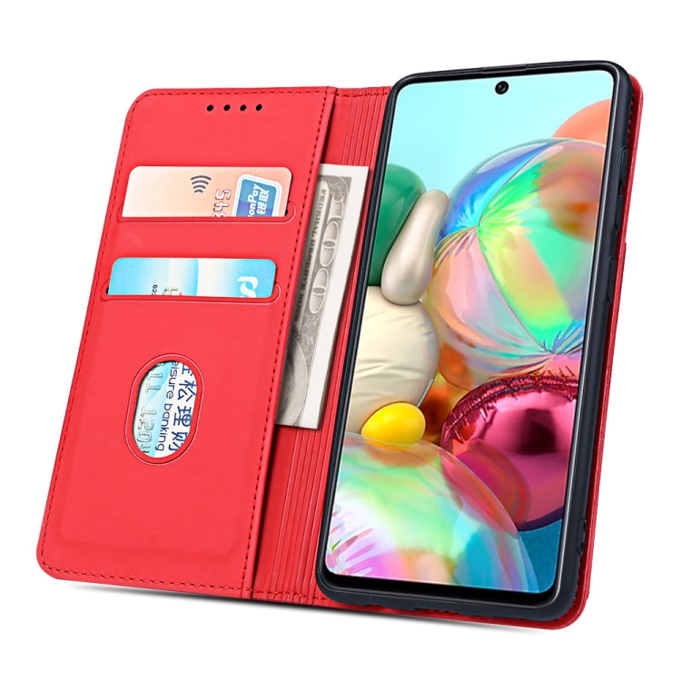 For Samsung Galaxy A71 Strong Magnetism Liquid Feel Horizontal Flip Leather Case with Holder & Card Slots & Wallet