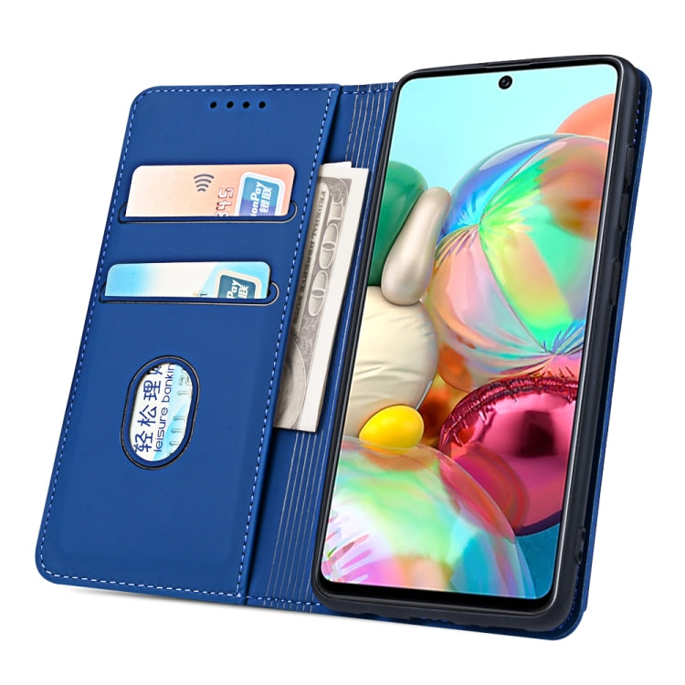 For Samsung Galaxy A71 Strong Magnetism Liquid Feel Horizontal Flip Leather Case with Holder & Card Slots & Wallet