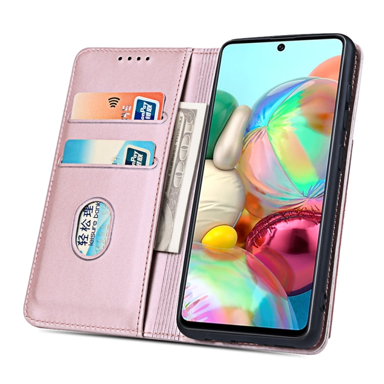 For Samsung Galaxy A71 Strong Magnetism Liquid Feel Horizontal Flip Leather Case with Holder & Card Slots & Wallet