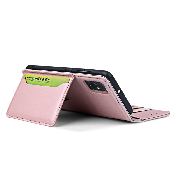 For Samsung Galaxy A71 Strong Magnetism Liquid Feel Horizontal Flip Leather Case with Holder & Card Slots & Wallet