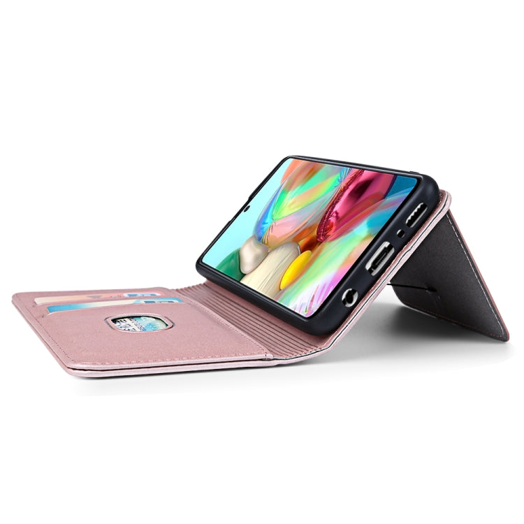 For Samsung Galaxy A71 Strong Magnetism Liquid Feel Horizontal Flip Leather Case with Holder & Card Slots & Wallet