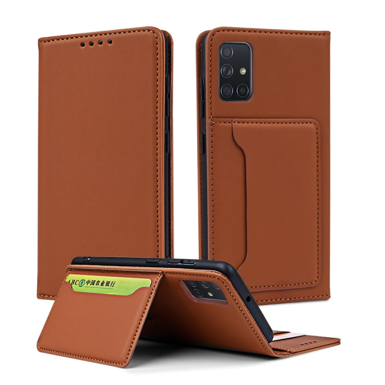 For Samsung Galaxy A71 Strong Magnetism Liquid Feel Horizontal Flip Leather Case with Holder & Card Slots & Wallet
