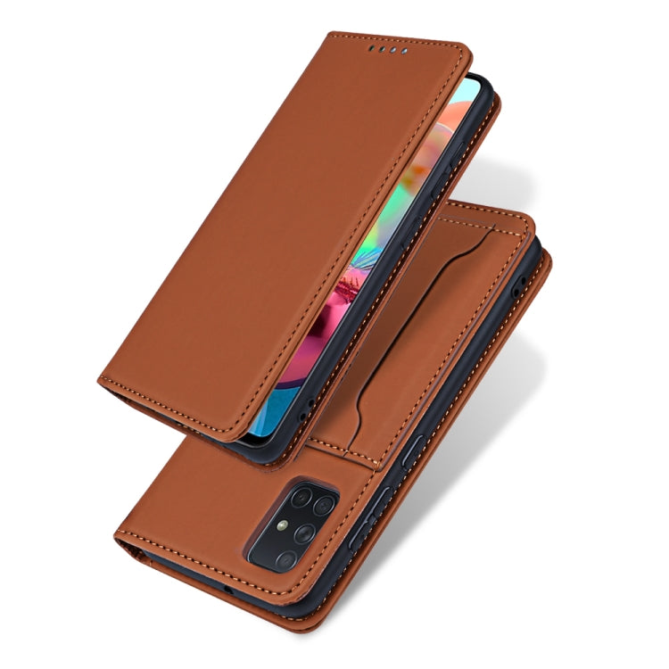 For Samsung Galaxy A71 Strong Magnetism Liquid Feel Horizontal Flip Leather Case with Holder & Card Slots & Wallet