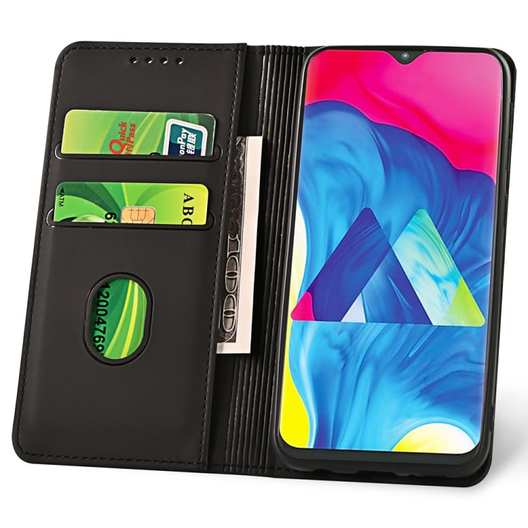 For Samsung Galaxy M10 Strong Magnetism Liquid Feel Horizontal Flip Leather Case with Holder & Card Slots & Wallet