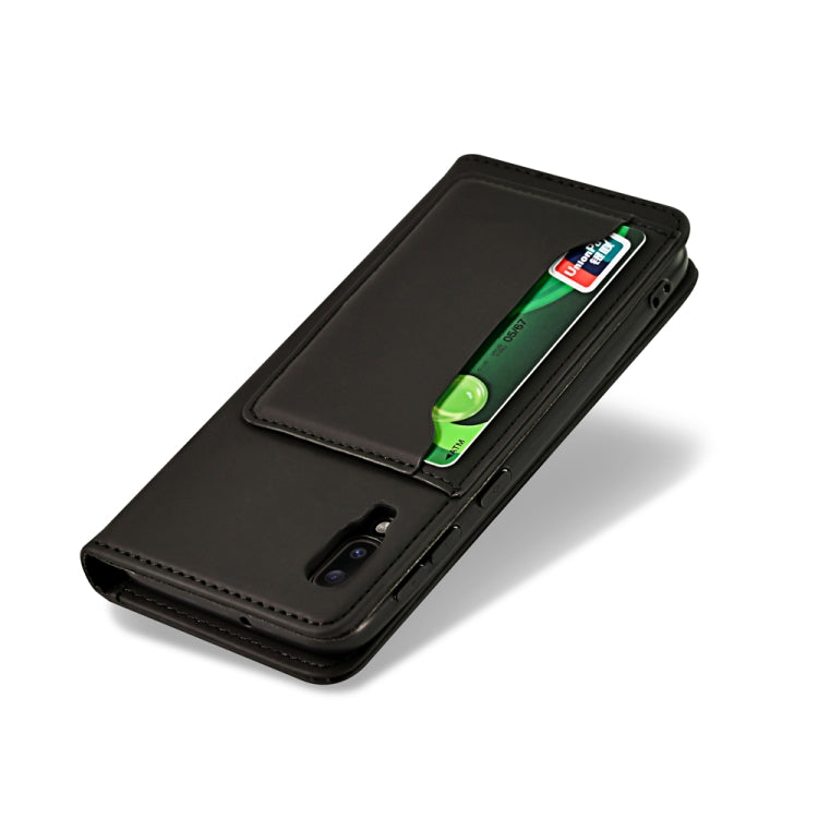 For Samsung Galaxy M10 Strong Magnetism Liquid Feel Horizontal Flip Leather Case with Holder & Card Slots & Wallet