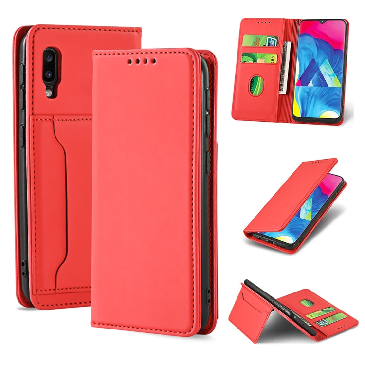 For Samsung Galaxy M10 Strong Magnetism Liquid Feel Horizontal Flip Leather Case with Holder & Card Slots & Wallet