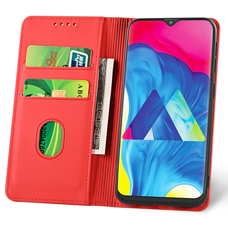 For Samsung Galaxy M10 Strong Magnetism Liquid Feel Horizontal Flip Leather Case with Holder & Card Slots & Wallet