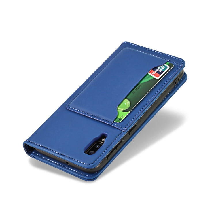 For Samsung Galaxy M10 Strong Magnetism Liquid Feel Horizontal Flip Leather Case with Holder & Card Slots & Wallet
