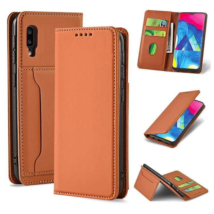 For Samsung Galaxy M10 Strong Magnetism Liquid Feel Horizontal Flip Leather Case with Holder & Card Slots & Wallet