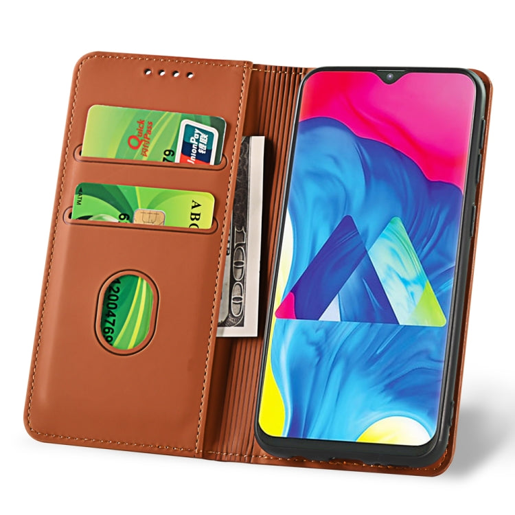 For Samsung Galaxy M10 Strong Magnetism Liquid Feel Horizontal Flip Leather Case with Holder & Card Slots & Wallet