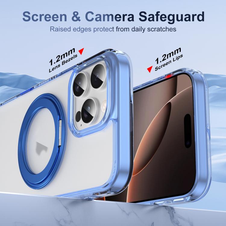 For iPhone 16 Pro Max Translucent Frosted MagSafe Holder Phone Case with AI Button