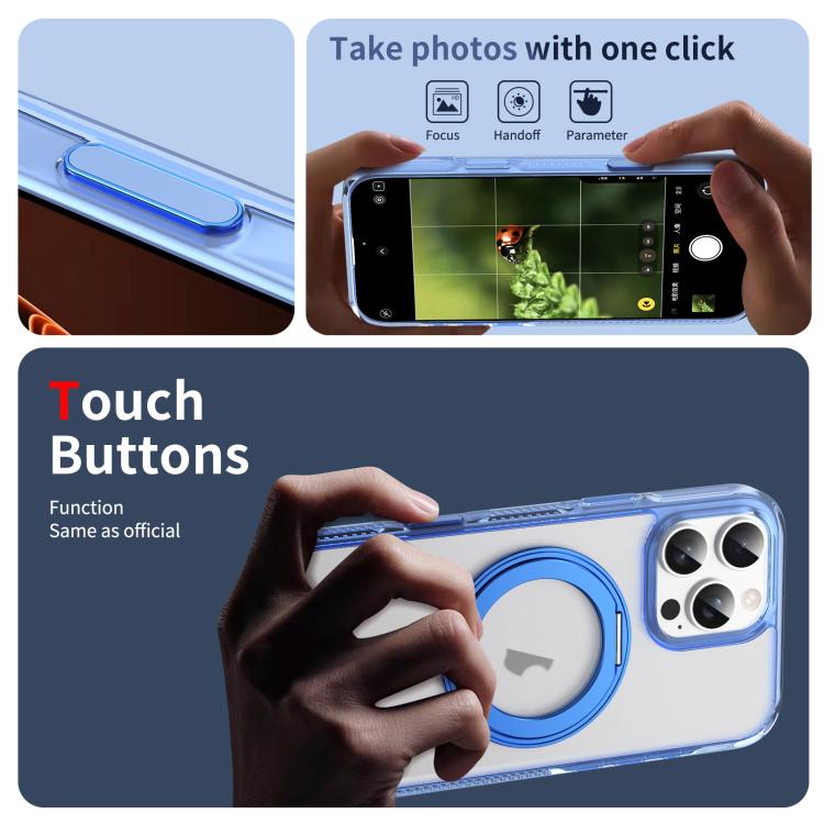 For iPhone 16 Pro Max Translucent Frosted MagSafe Holder Phone Case with AI Button