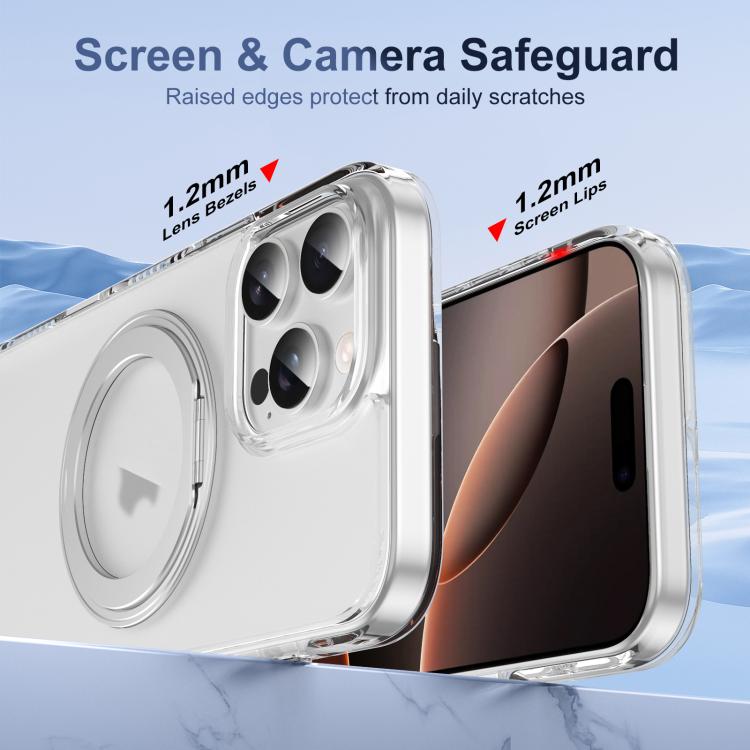 For iPhone 16 Pro Max Translucent Frosted MagSafe Holder Phone Case with AI Button