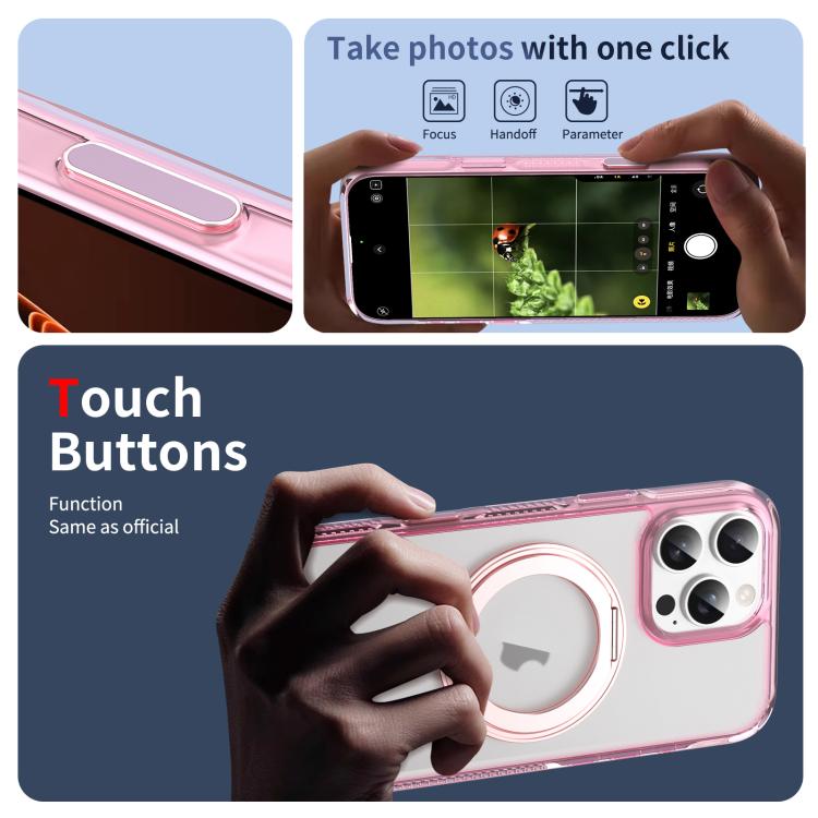 For iPhone 16 Pro Max Translucent Frosted MagSafe Holder Phone Case with AI Button