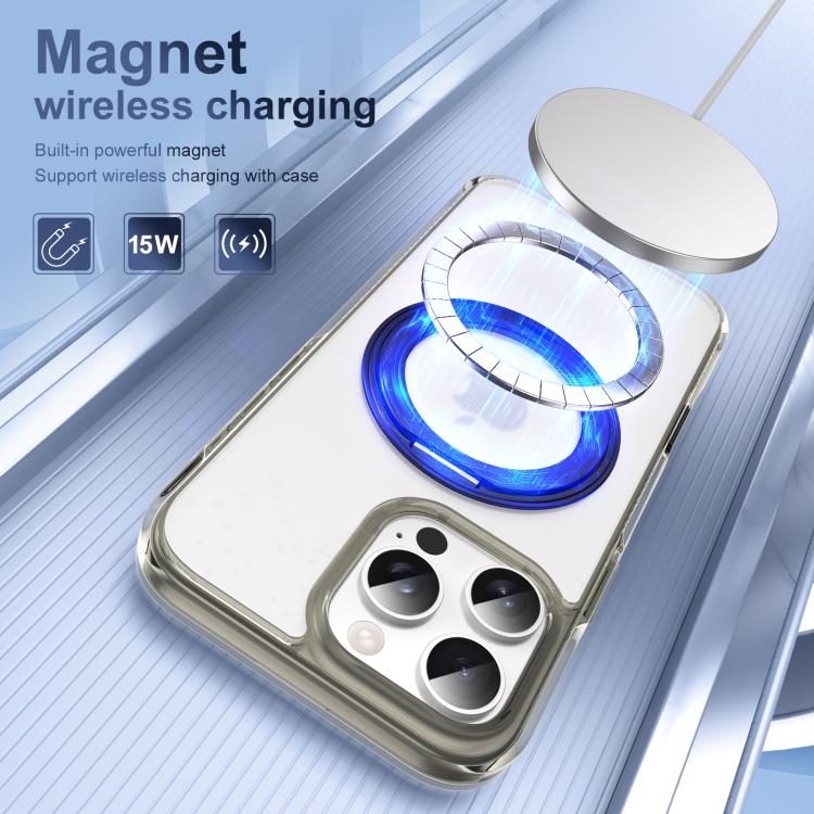 For iPhone 16 Pro Max Translucent Frosted MagSafe Holder Phone Case with AI Button