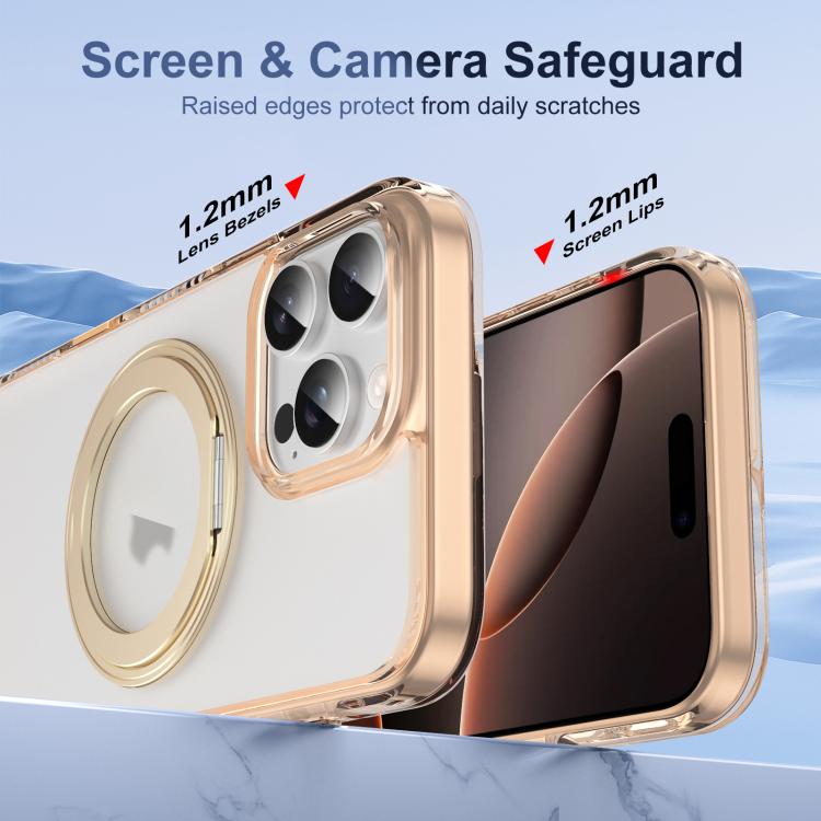 For iPhone 16 Pro Max Translucent Frosted MagSafe Holder Phone Case with AI Button