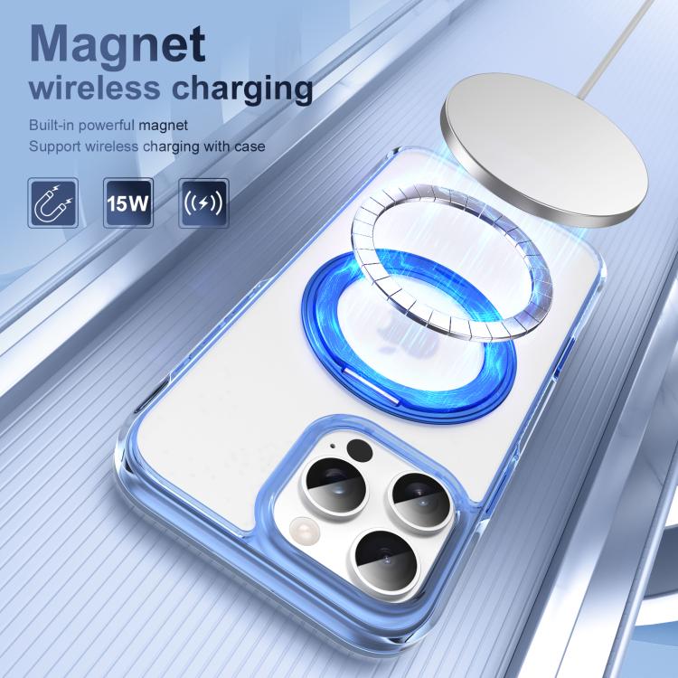 For iPhone 16 Pro Translucent Frosted MagSafe Holder Phone Case with AI Button