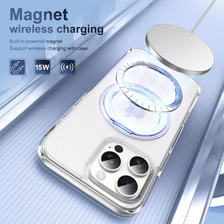 For iPhone 16 Pro Translucent Frosted MagSafe Holder Phone Case with AI Button
