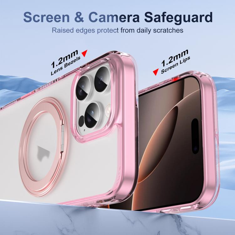 For iPhone 16 Pro Translucent Frosted MagSafe Holder Phone Case with AI Button