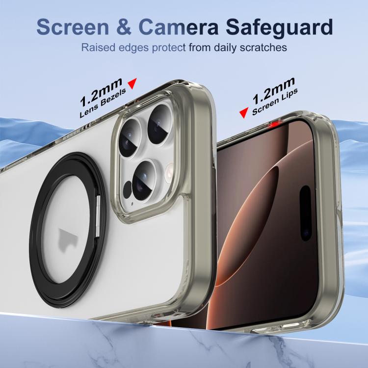For iPhone 16 Pro Translucent Frosted MagSafe Holder Phone Case with AI Button