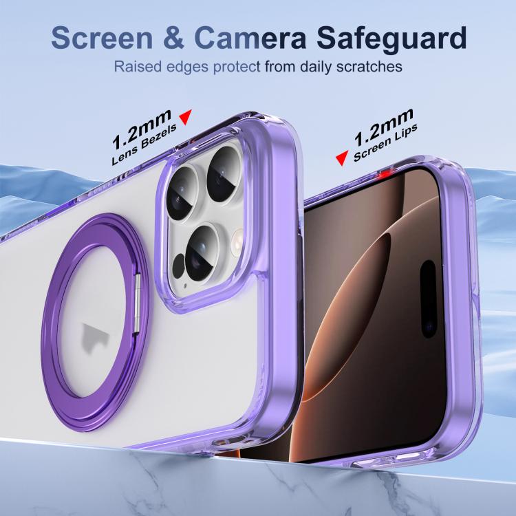 For iPhone 16 Pro Translucent Frosted MagSafe Holder Phone Case with AI Button