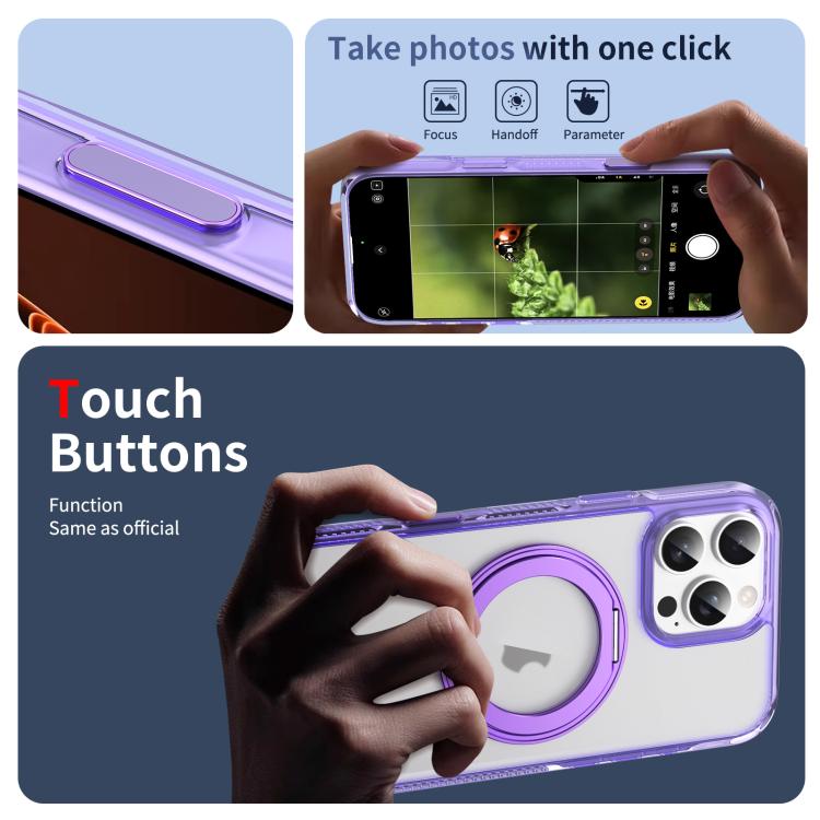 For iPhone 16 Pro Translucent Frosted MagSafe Holder Phone Case with AI Button