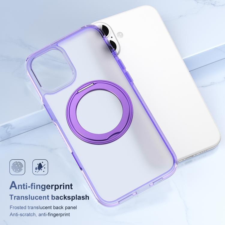 For iPhone 16 Plus Translucent Frosted MagSafe Holder Phone Case with AI Button