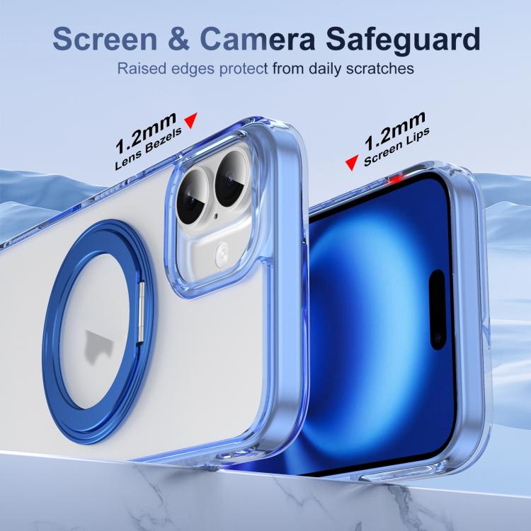 For iPhone 16 Translucent Frosted MagSafe Holder Phone Case with AI Button