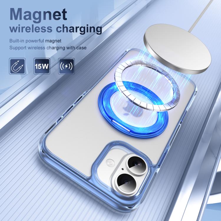 For iPhone 16 Translucent Frosted MagSafe Holder Phone Case with AI Button