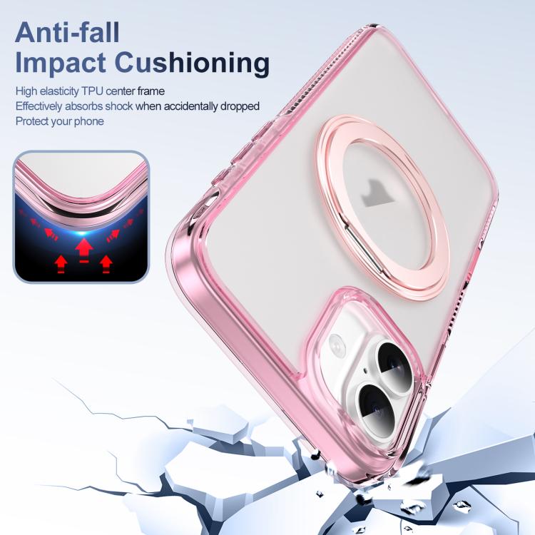 For iPhone 16 Translucent Frosted MagSafe Holder Phone Case with AI Button