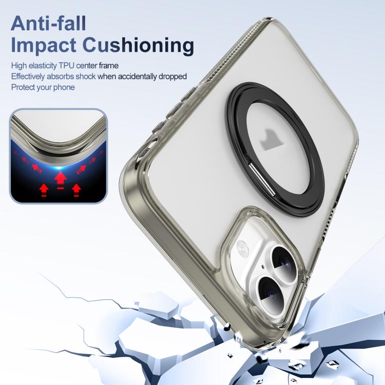 For iPhone 16 Translucent Frosted MagSafe Holder Phone Case with AI Button