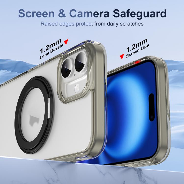 For iPhone 16 Translucent Frosted MagSafe Holder Phone Case with AI Button