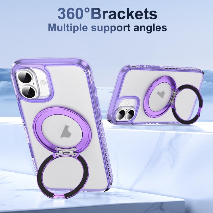 For iPhone 16 Translucent Frosted MagSafe Holder Phone Case with AI Button