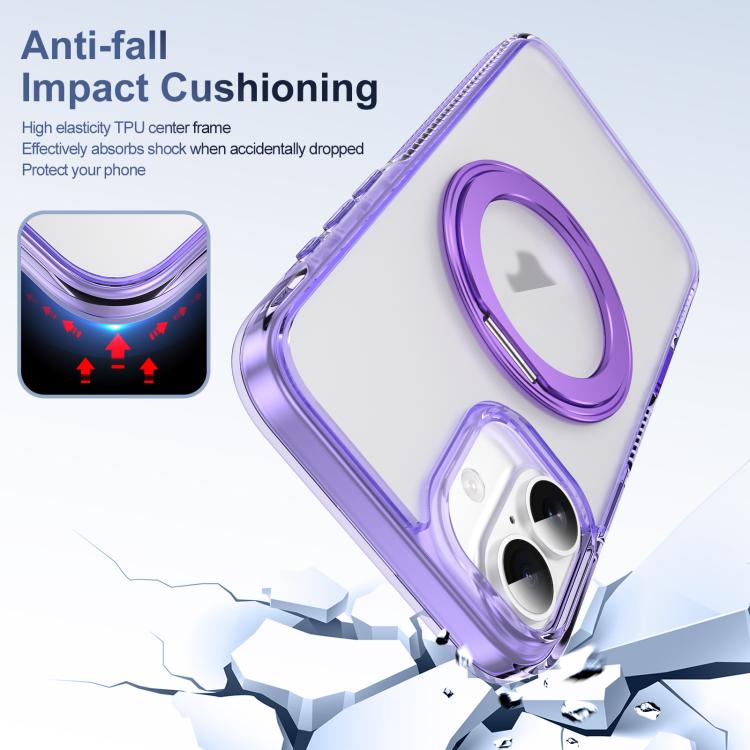 For iPhone 16 Translucent Frosted MagSafe Holder Phone Case with AI Button