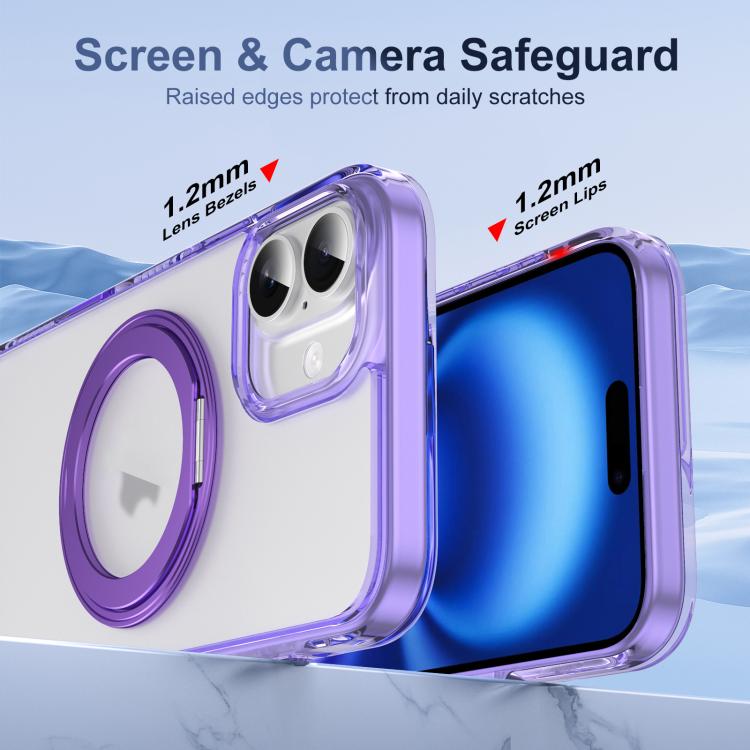 For iPhone 16 Translucent Frosted MagSafe Holder Phone Case with AI Button