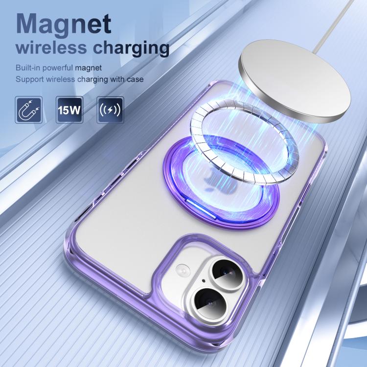 For iPhone 16 Translucent Frosted MagSafe Holder Phone Case with AI Button