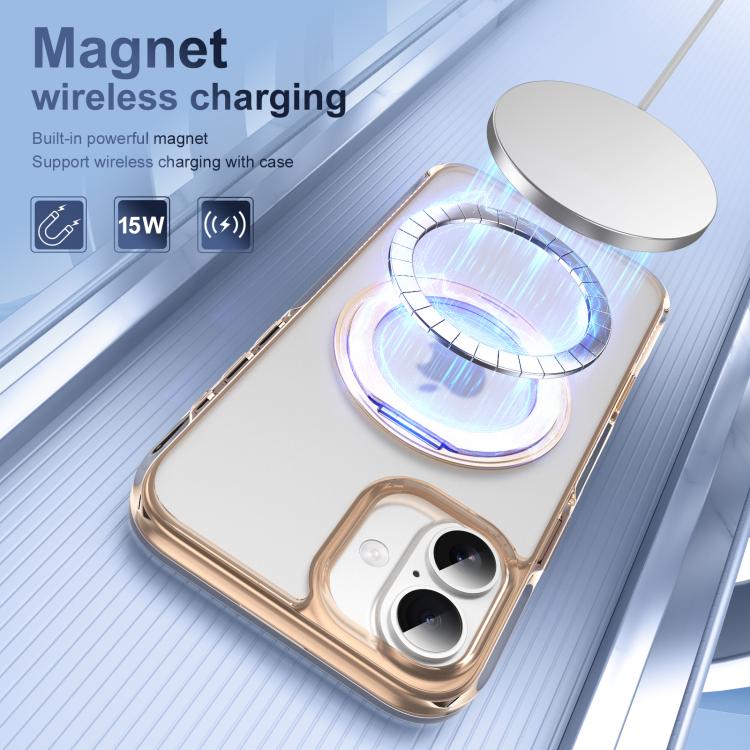 For iPhone 16 Translucent Frosted MagSafe Holder Phone Case with AI Button